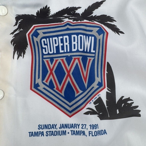Vintage 1991 Chalk Line Super Bowl XXV Silver Anniversary Satin Jacket L Rare - Picture 7 of 7